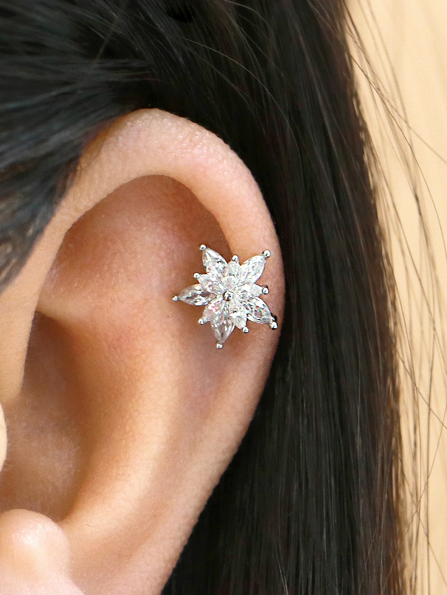 Crystal Pink Flower Piercing - Image 2