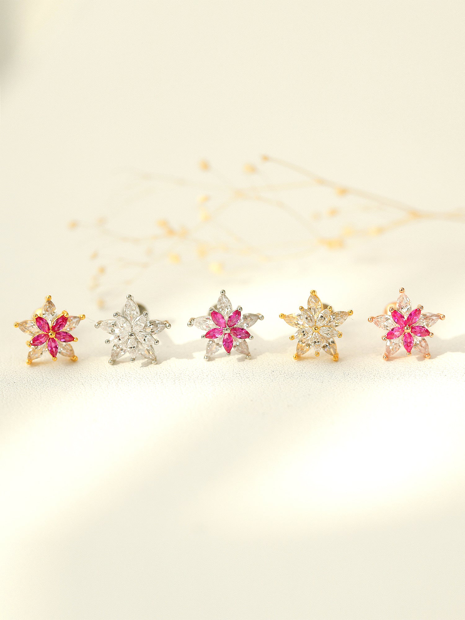 Crystal Pink Flower Piercing - Image 9