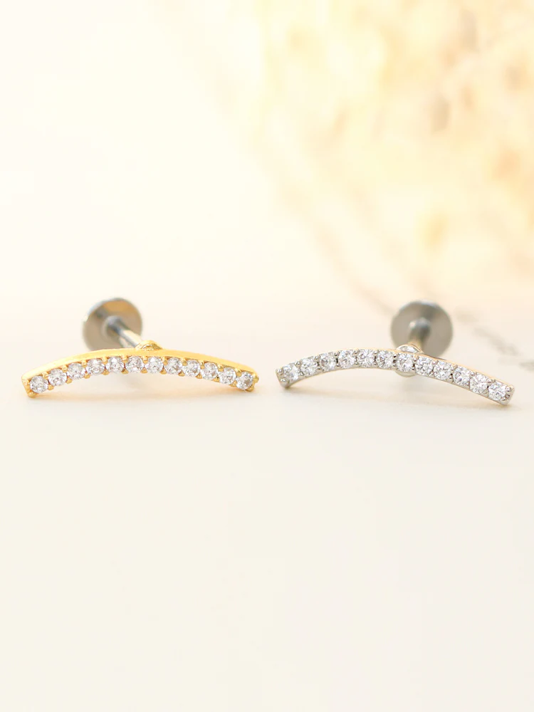 Curve Bar CZ Cartilage Earring