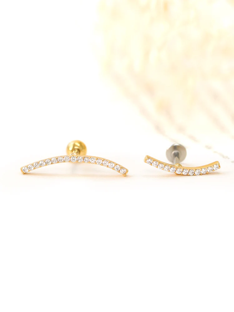 Curve Bar CZ Cartilage Earring - Image 6