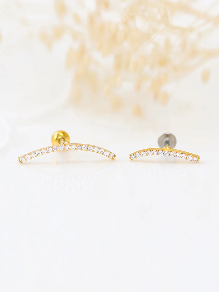 Curve Bar CZ Cartilage Earring - Image 8