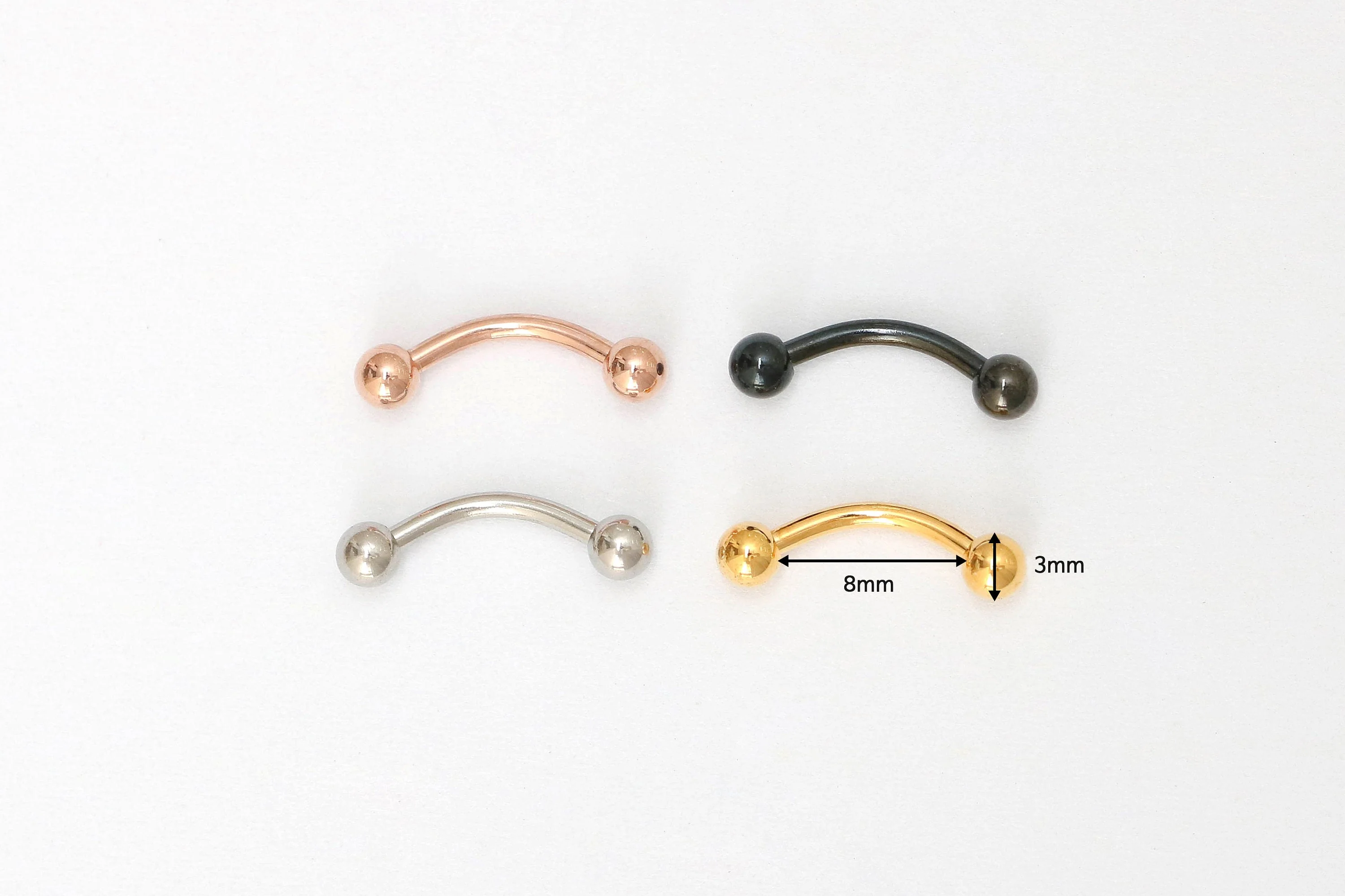 Curved Barbell piercing 3mm ball - Image 6