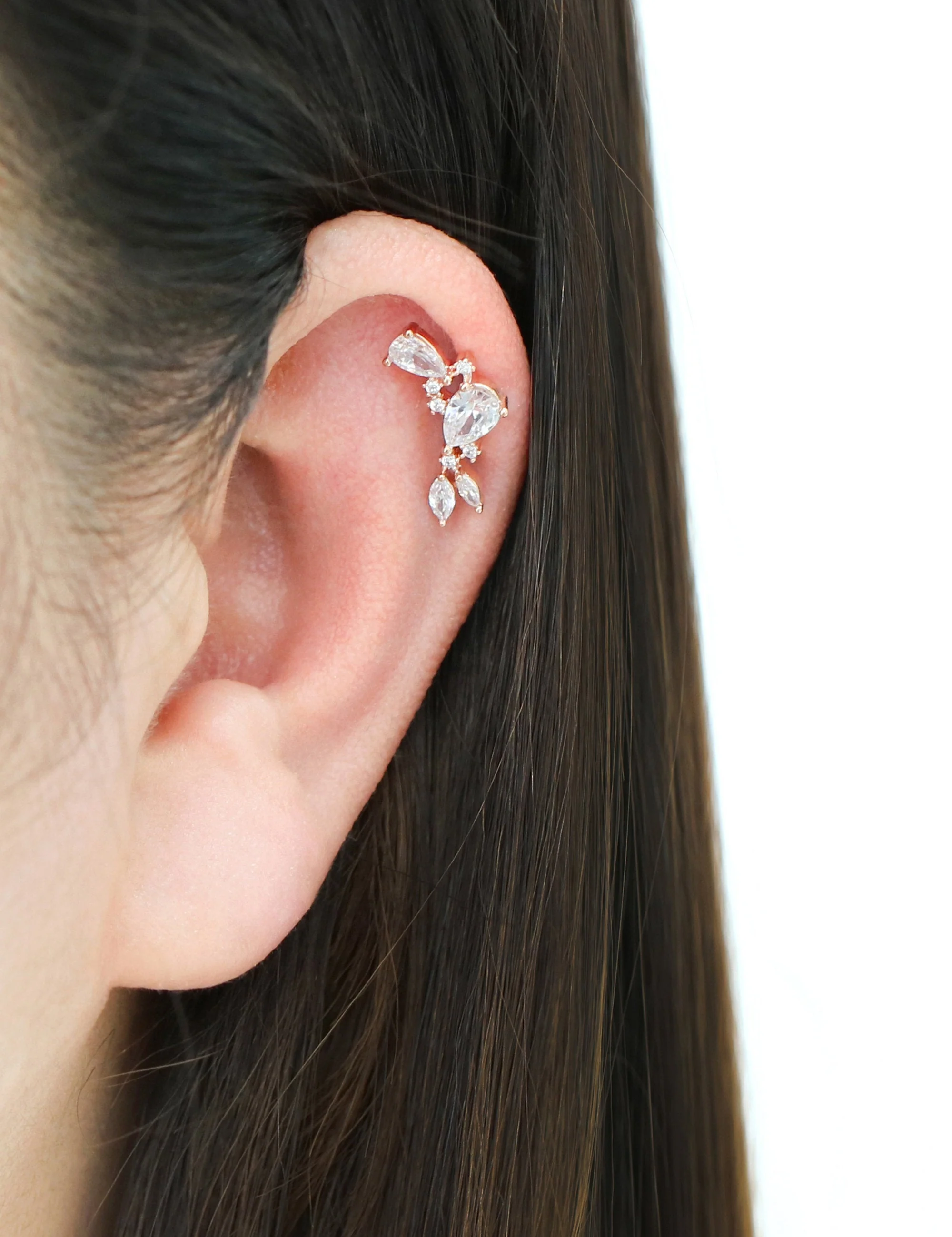 CZ Long Stud Cartilage earring - Image 2