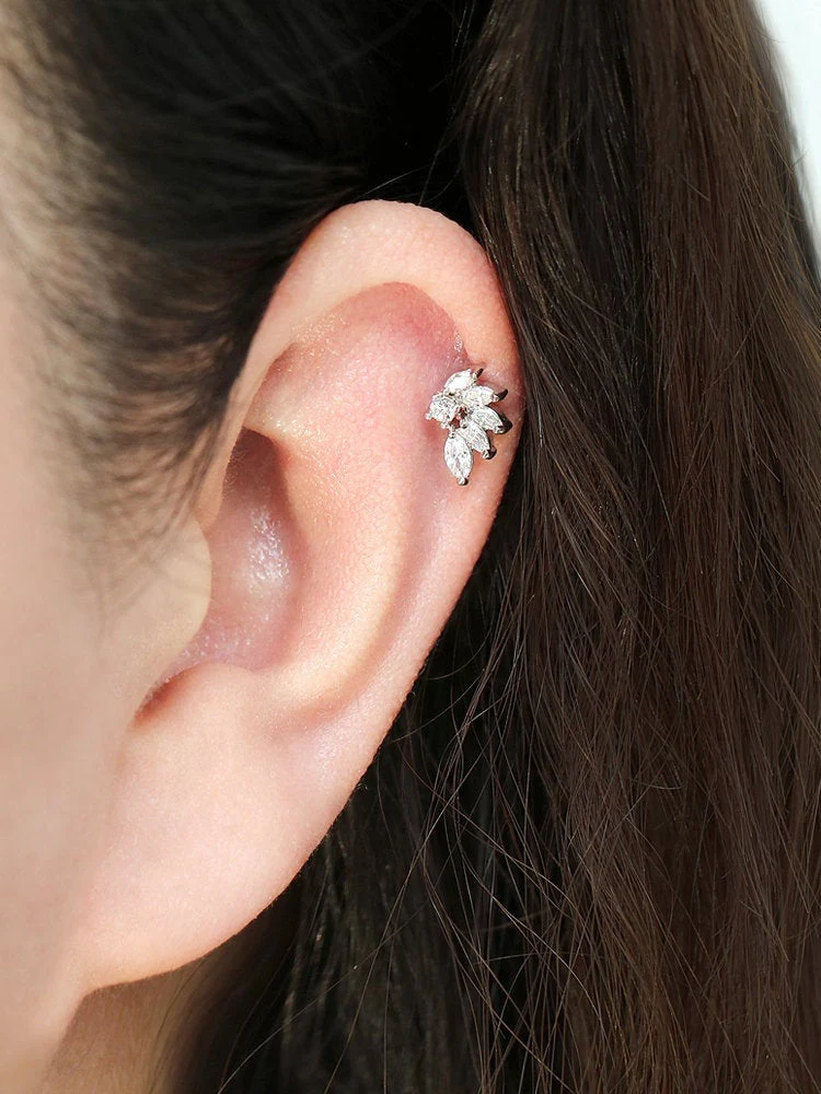 CZ Stud Wing Cartilage Earring - Image 2