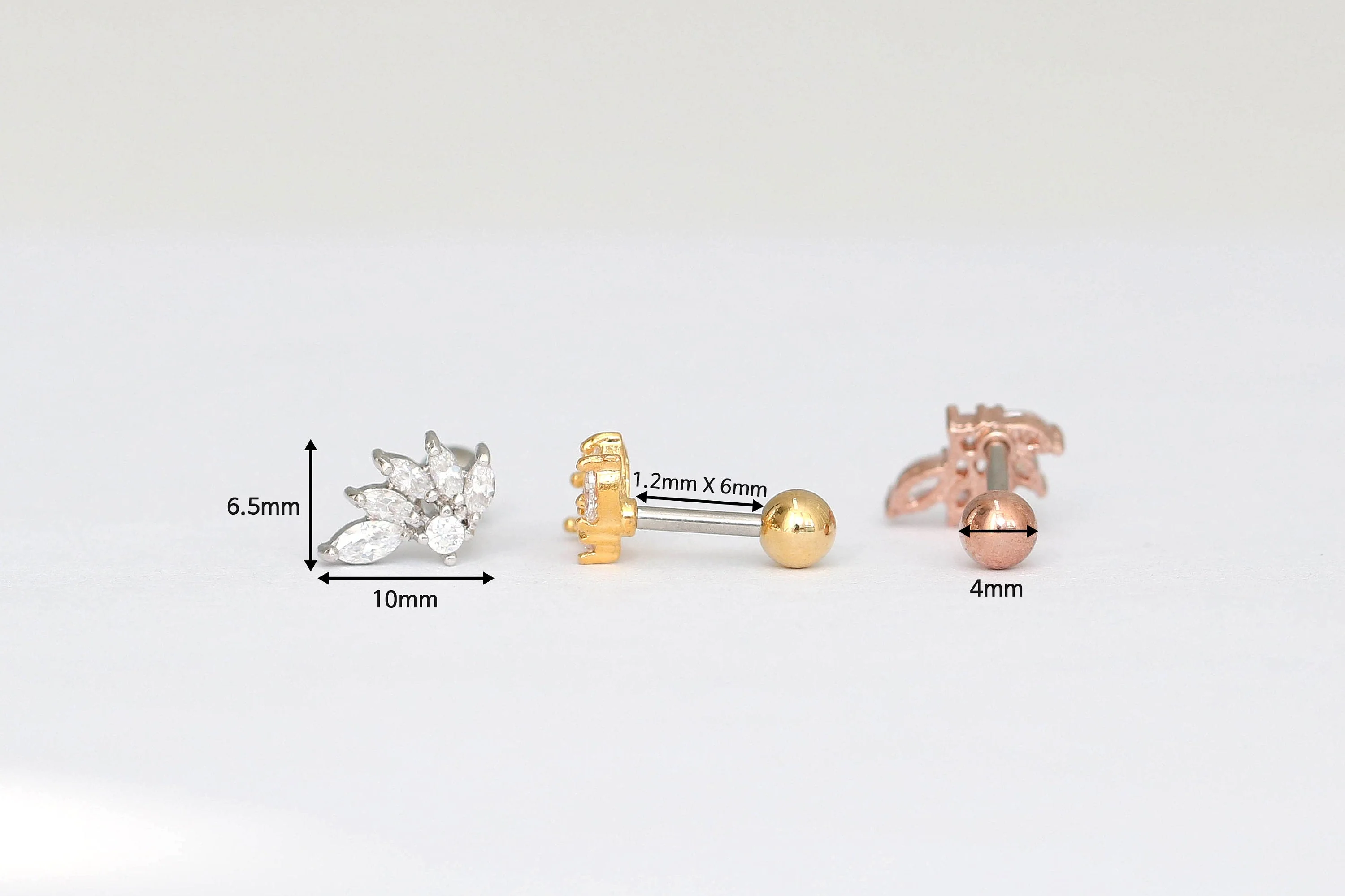 CZ Stud Wing Cartilage Earring - Image 7