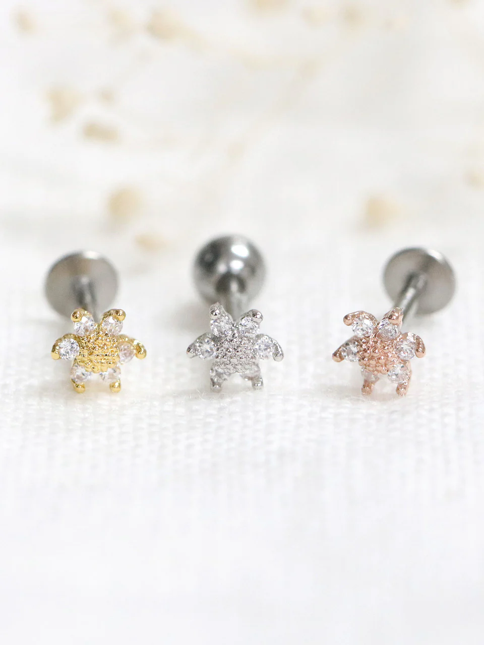 Dainty Mini Flower Cartilage earring - Image 2