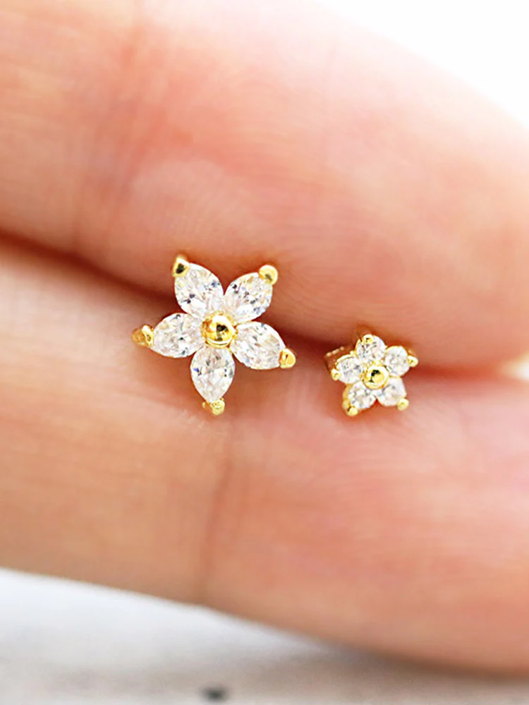 Double Flower Cartilage earring - Image 4