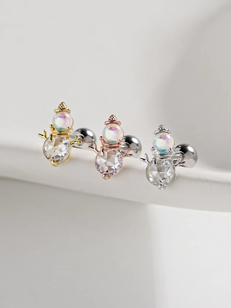 Happy Snowman Cartilage Ear Piercing 18G16G