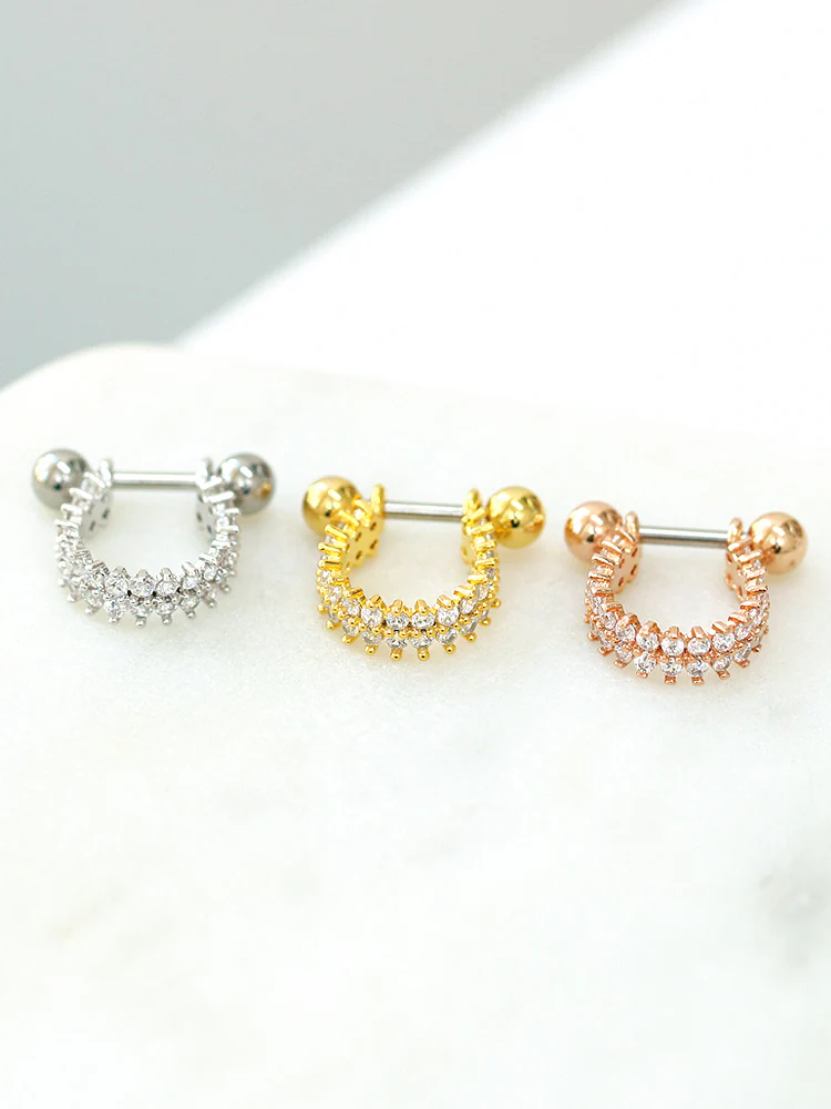 2 Line Cubic Horseshoe Ring Piercing