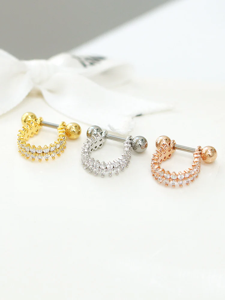 2 Line Cubic Horseshoe Ring Piercing - Image 2