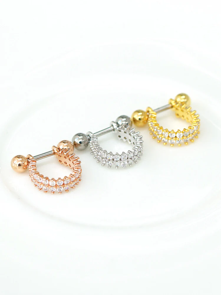 2 Line Cubic Horseshoe Ring Piercing - Image 4