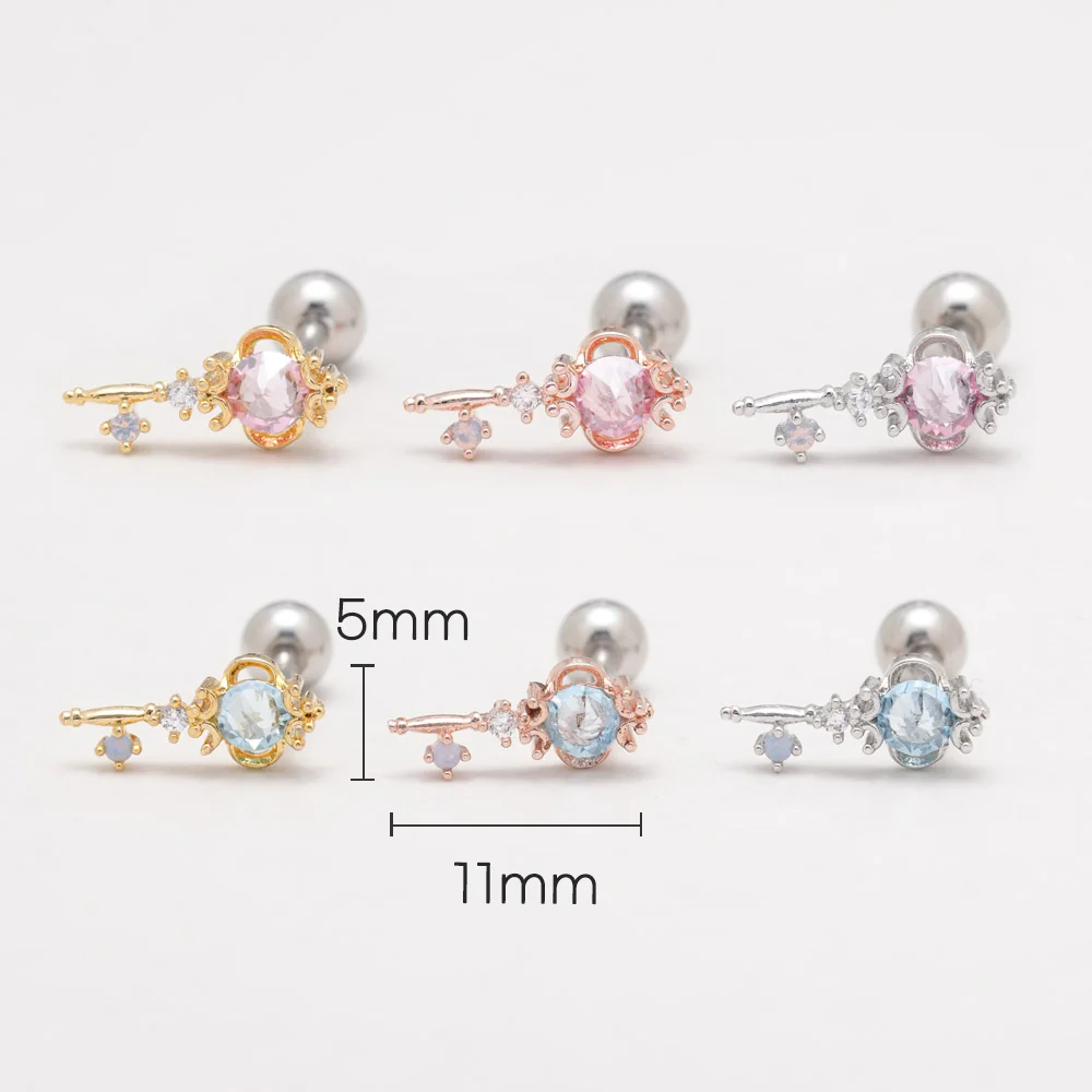 Lovely Key Cartilage Ear Piercing 18G16G - Image 3