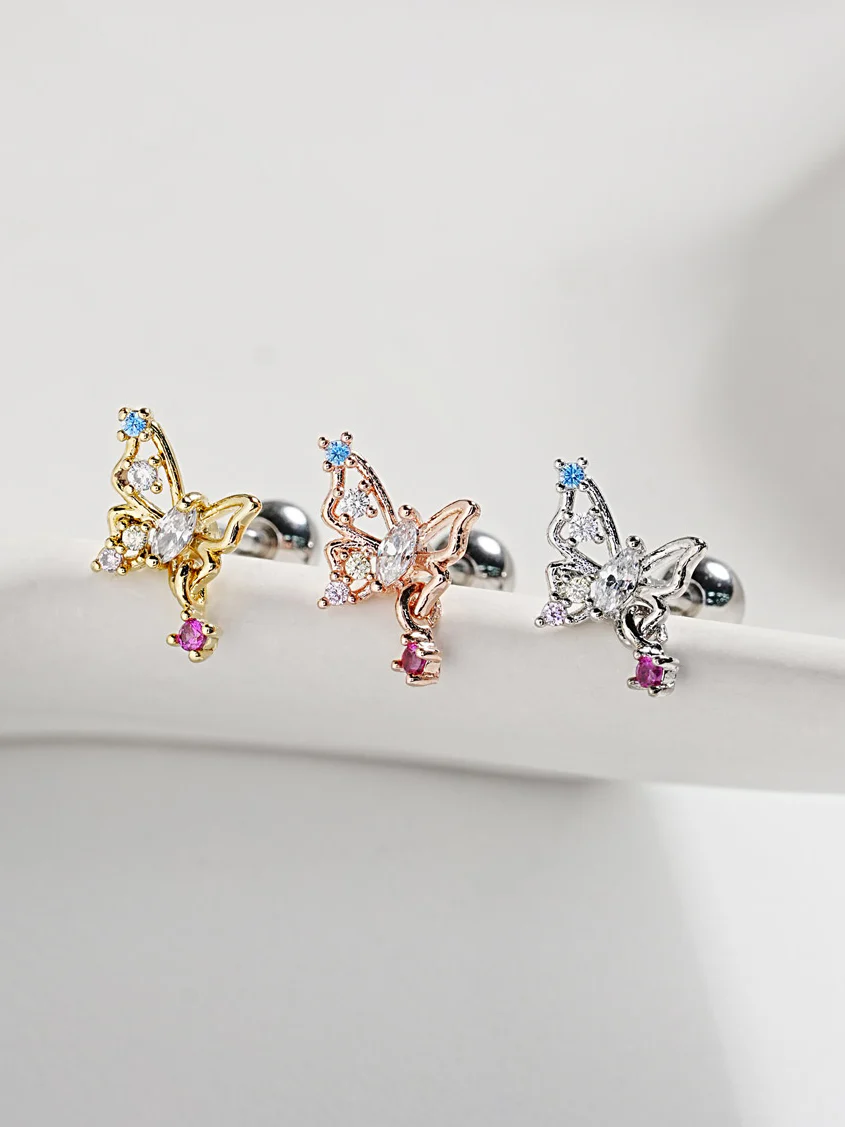 Mirror Butterfly Cartilage Ear Piercing 18G16G