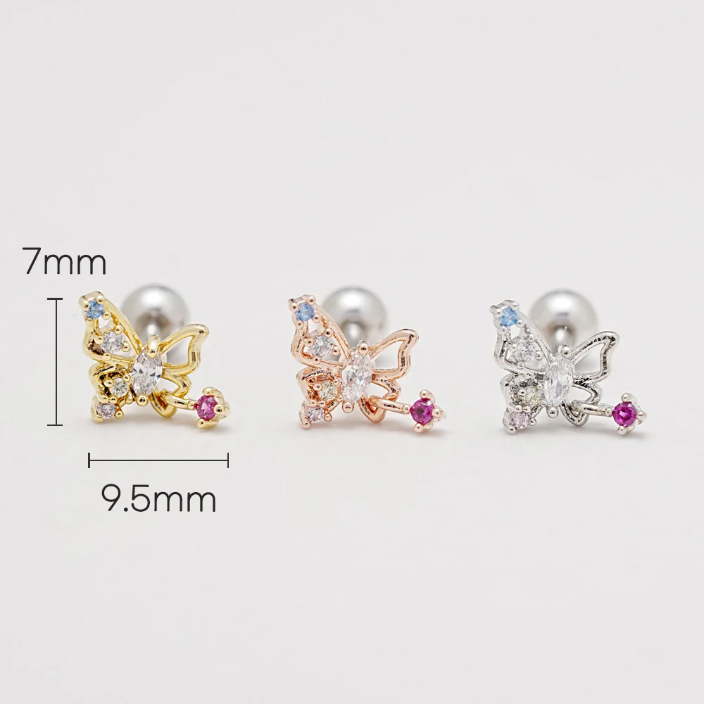 Mirror Butterfly Cartilage Ear Piercing 18G16G - Image 3