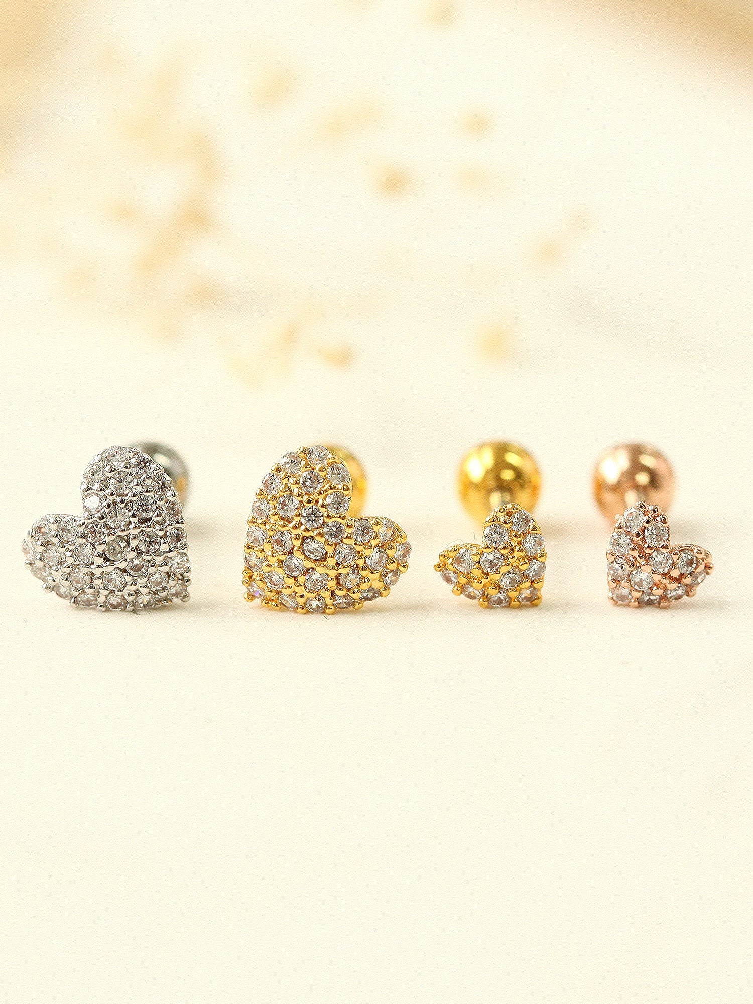 Pave heart Cartilage Earring - Image 3