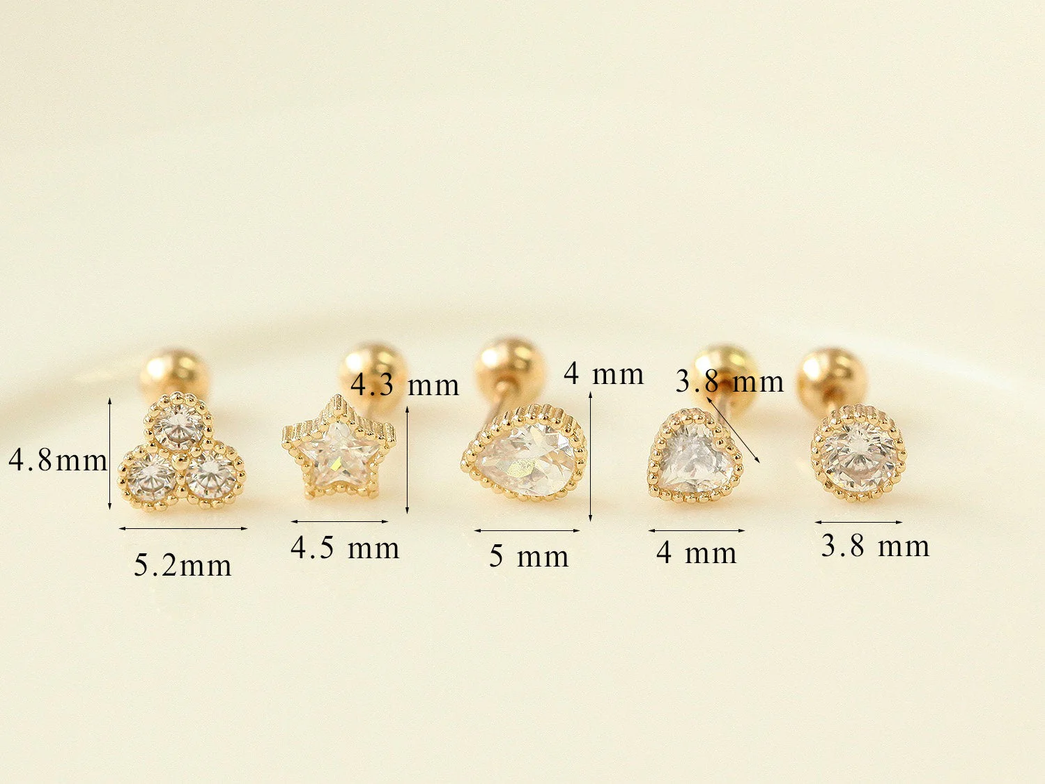 14K gold figure cz cartilage earring 20g - Image 11