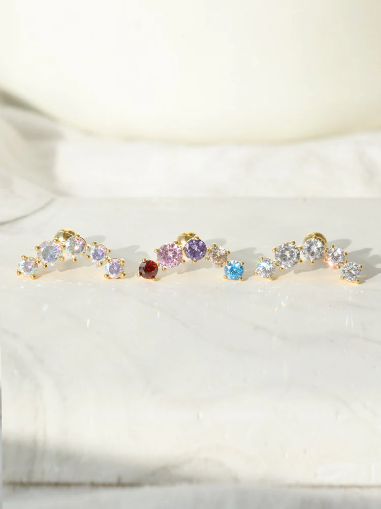 Rainbow CZ Cartilage earring - Image 3