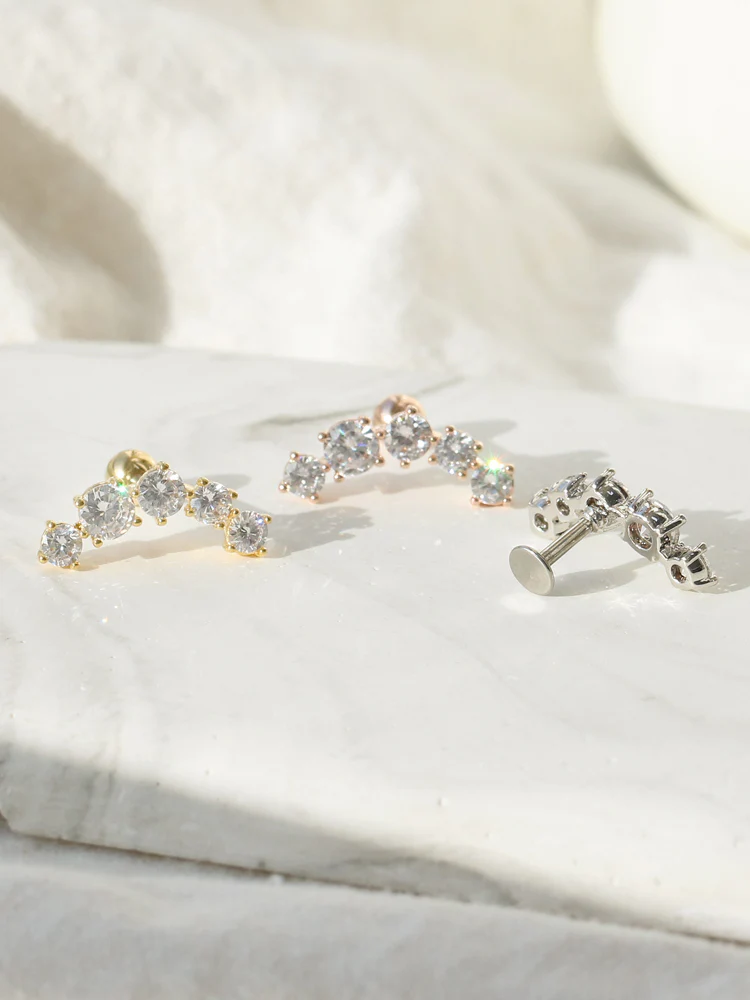 Rainbow CZ Cartilage earring - Image 5