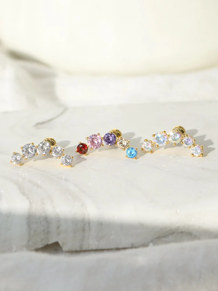 Rainbow CZ Cartilage earring - Image 6