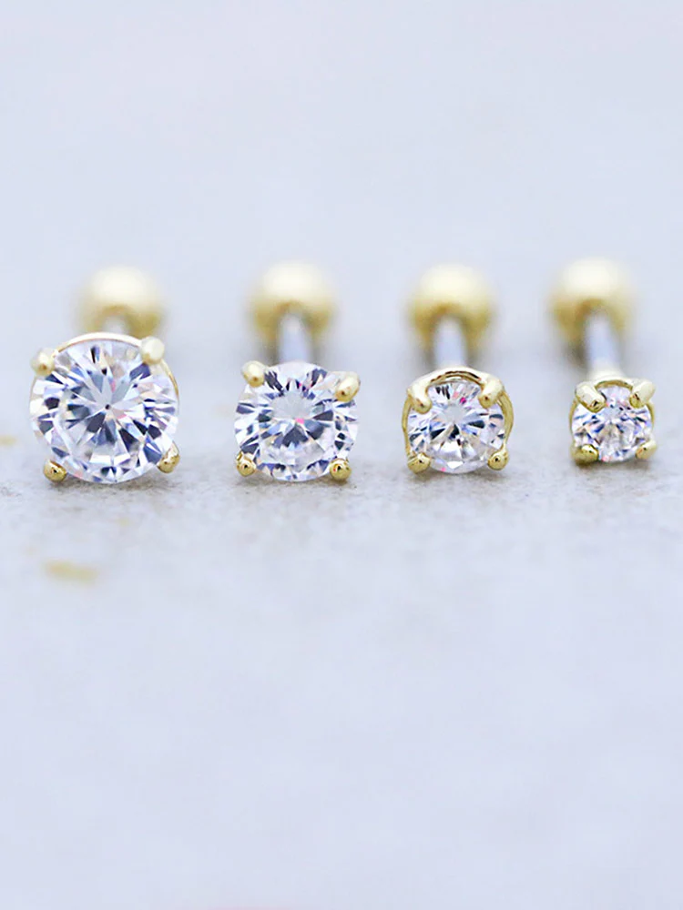 Round CZ Cartilage earring - Image 5