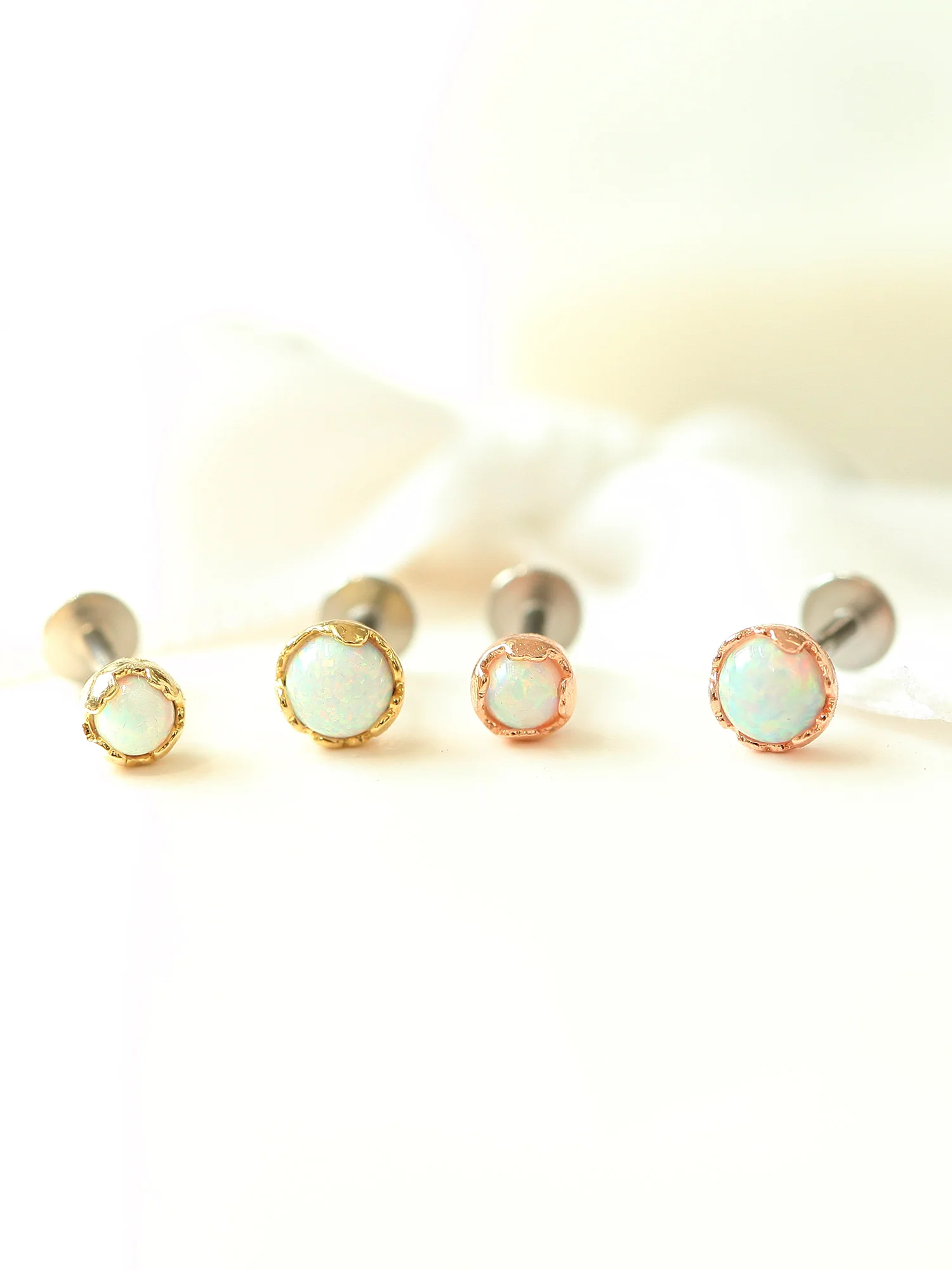 Round Opal Cartilage earring - Image 6