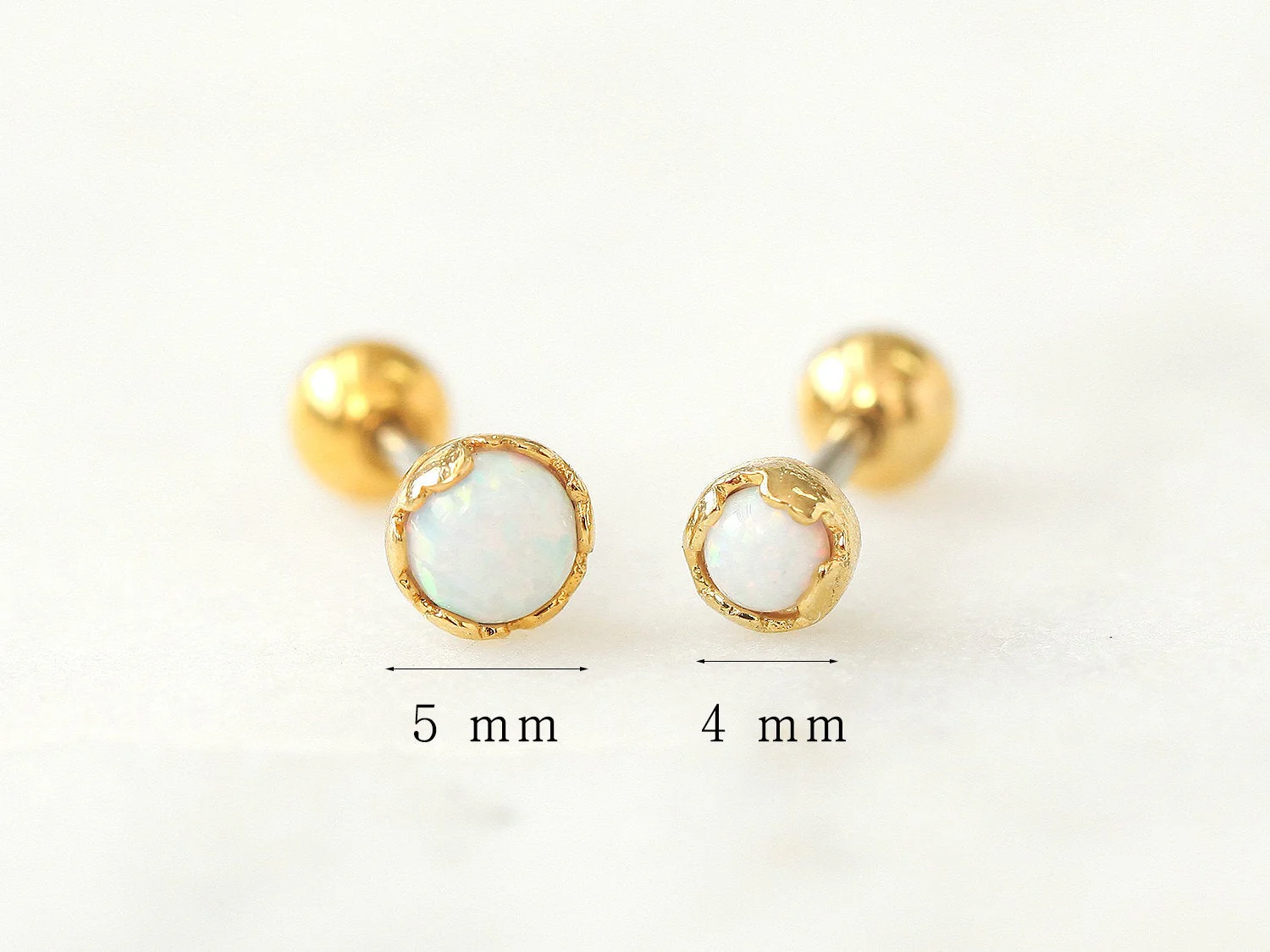 Round Opal Cartilage earring - Image 8