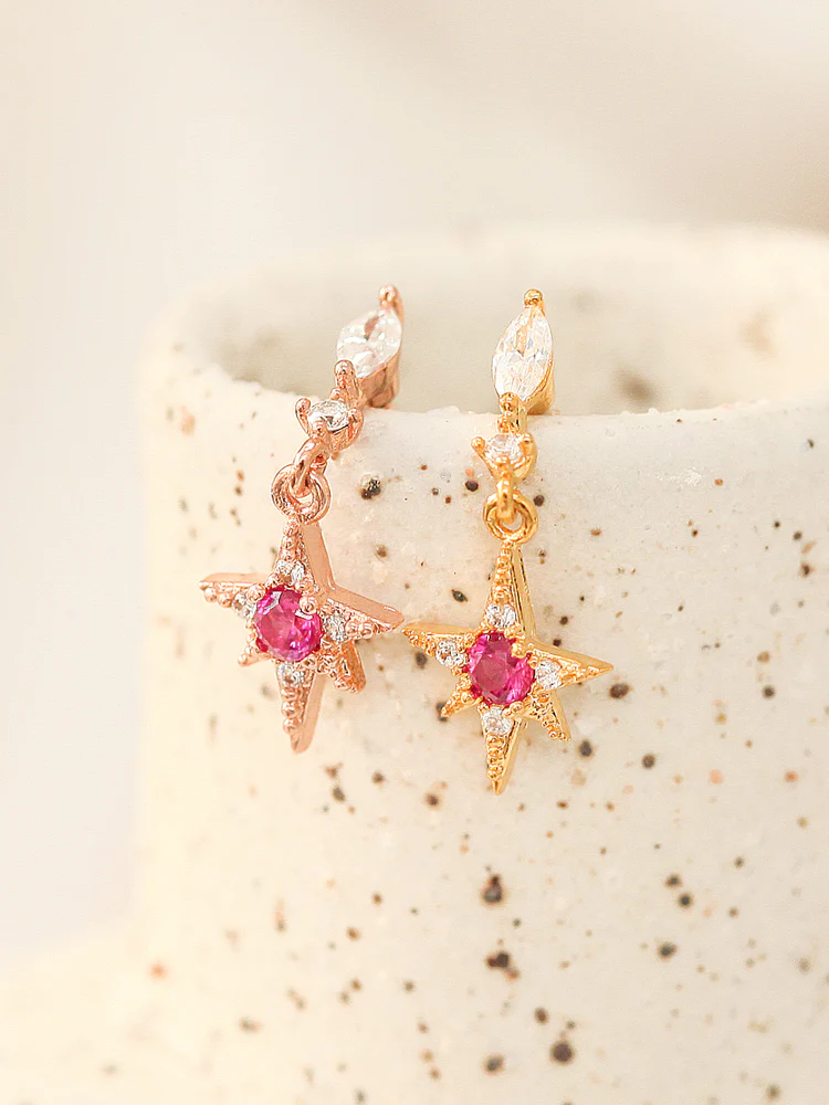 Ruby Starburst Drop Cartilage earring - Image 3