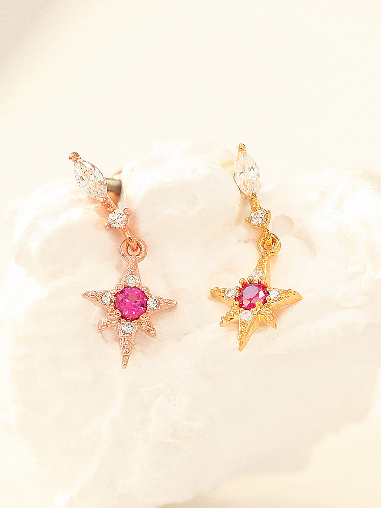 Ruby Starburst Drop Cartilage earring - Image 6