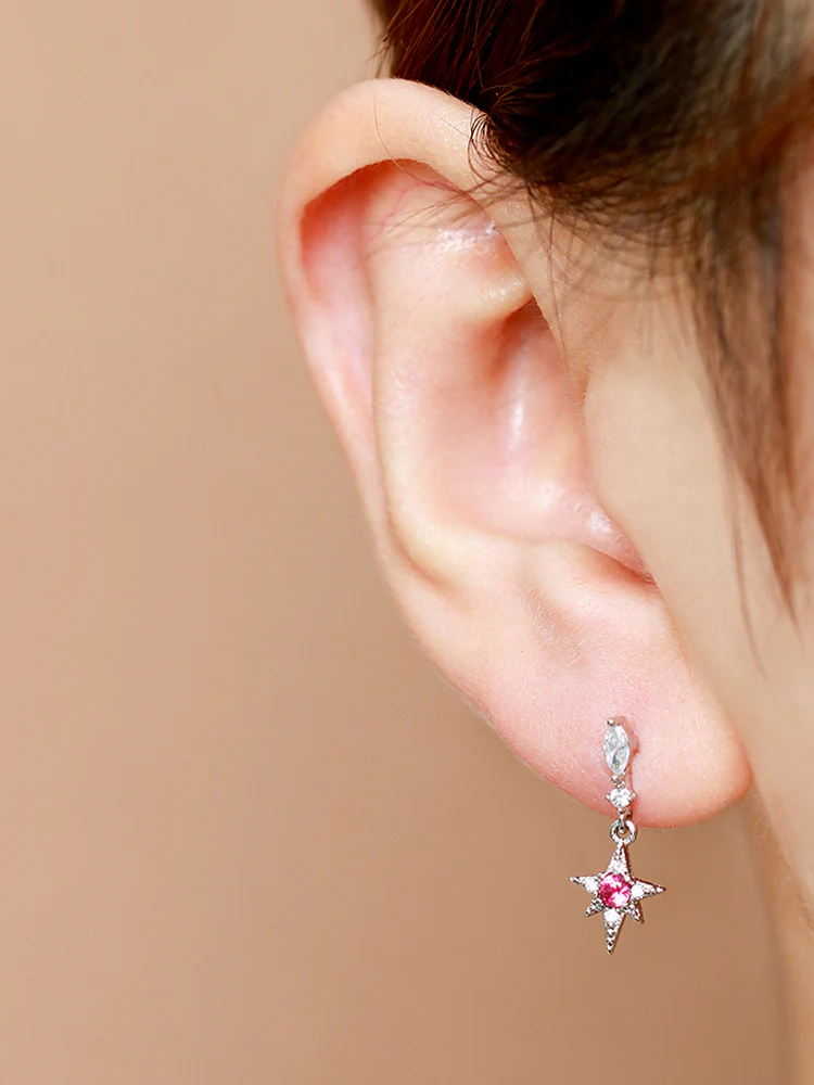 Ruby Starburst Drop Cartilage earring - Image 9