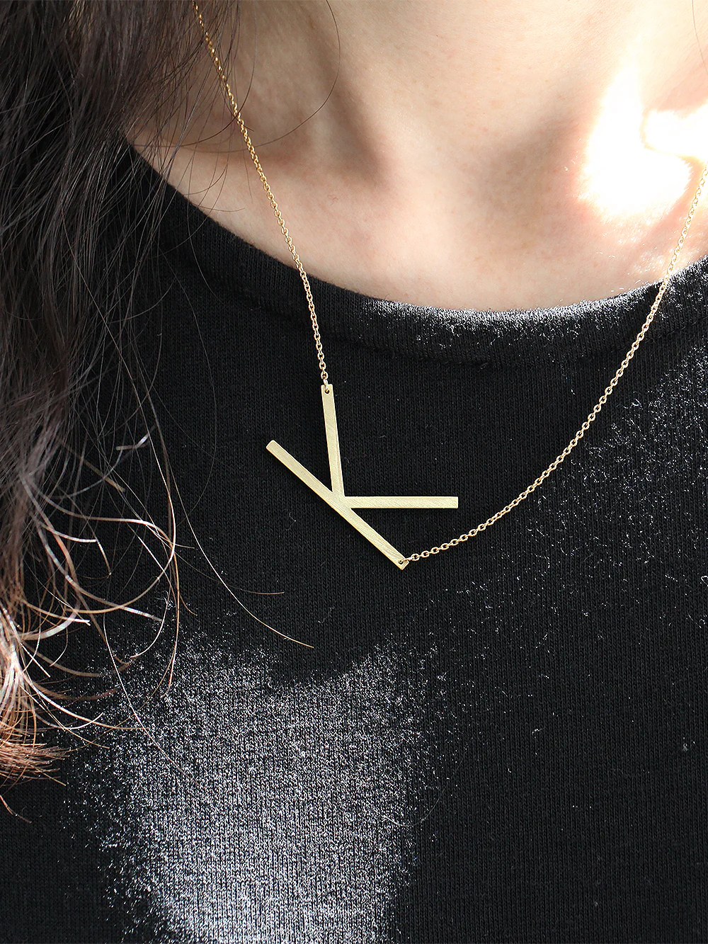 Sideways Initial necklace large A-Z - Image 4