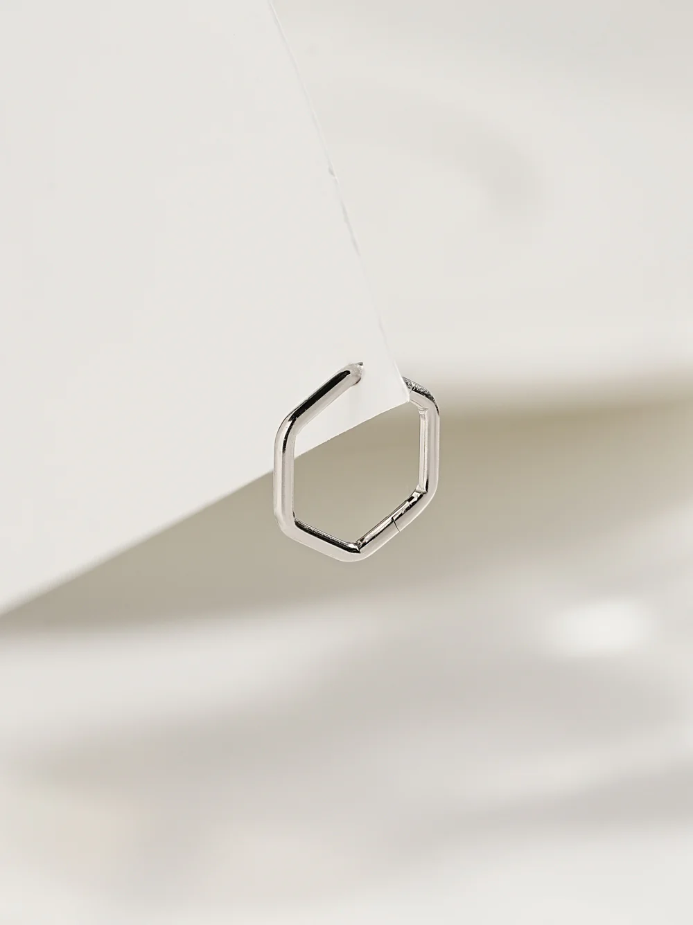 Simple Hexagon Lane Cartilage Ear Hoop Piercing 16G - Image 2
