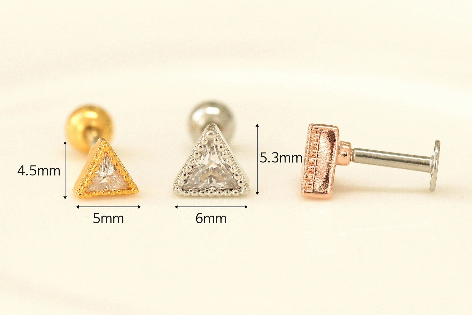 Simple Triangle CZ Cartilage earring - Image 10