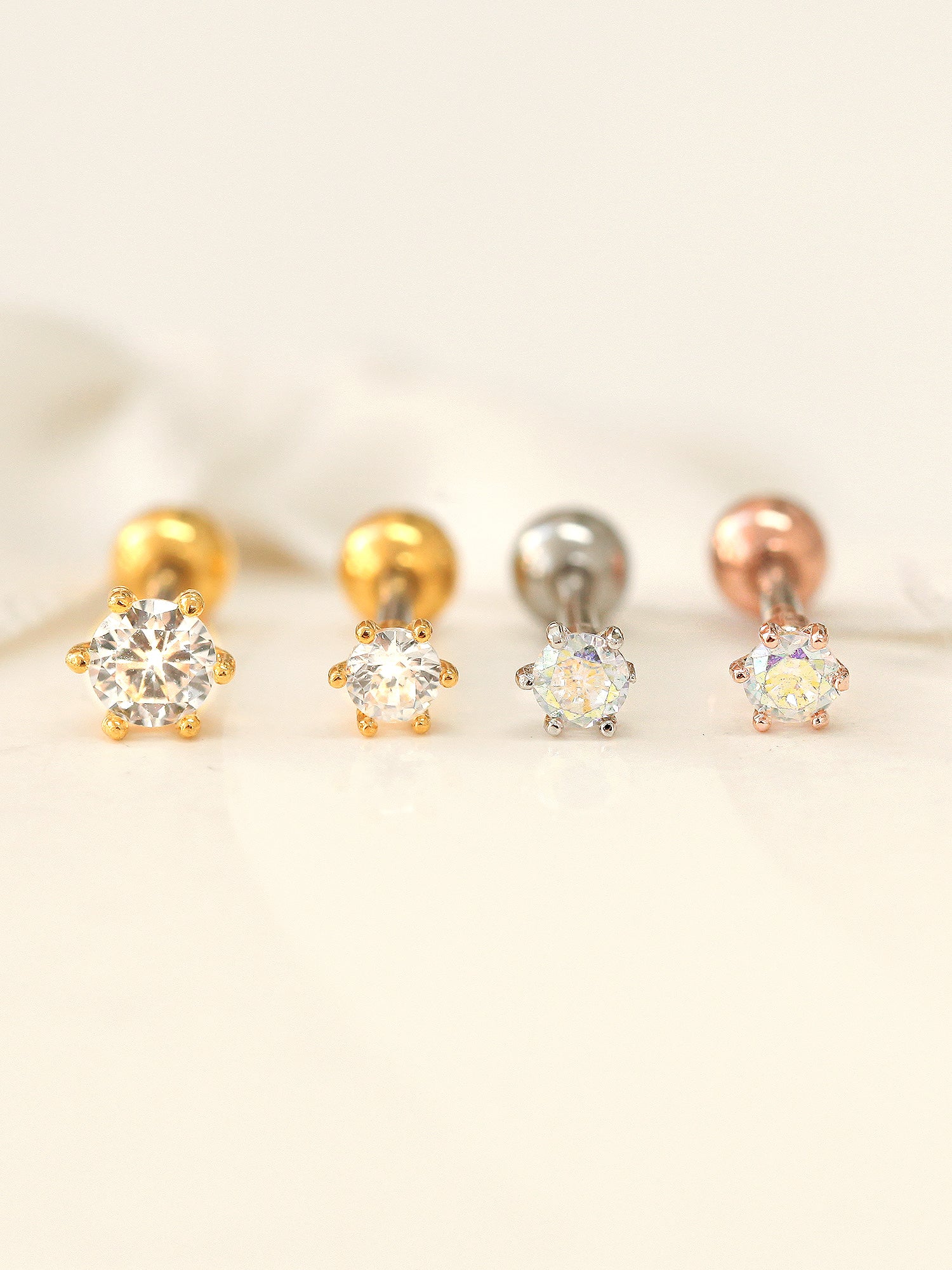 Six Leg Round Cubic CZ Cartilage Earring - Image 7