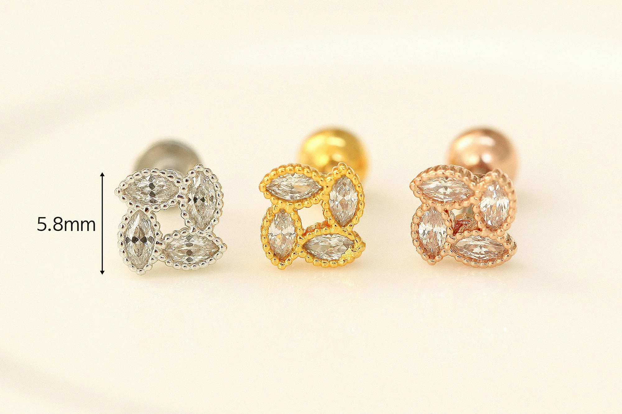Square Marquise cartilage earring - Image 9