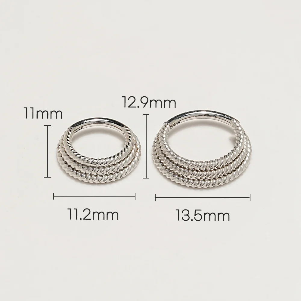 Square Pattern Cartilage Ear Hoop Piercing 16G - Image 3