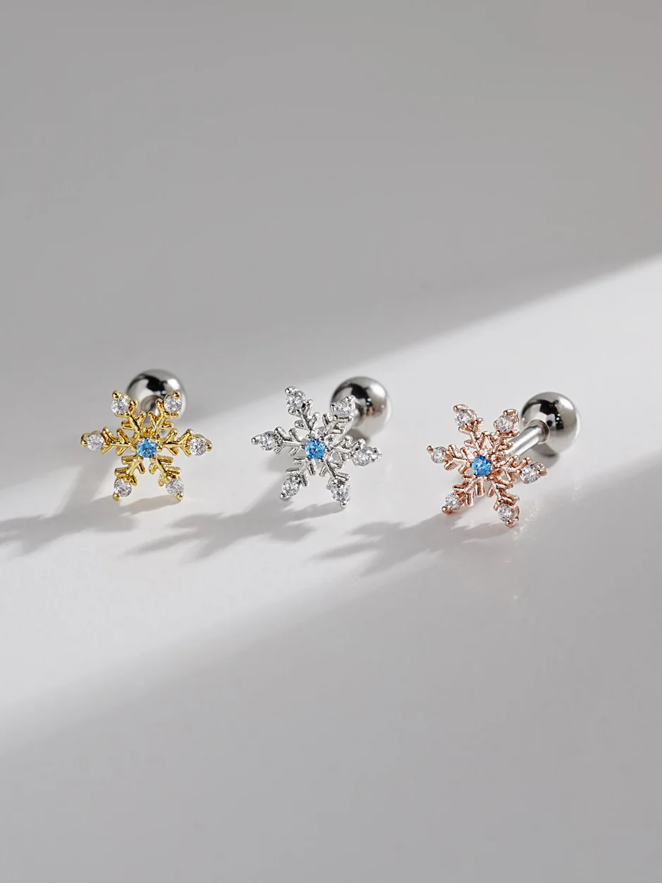 Winter Snow Cartilage Ear Piercing 18G16G - Image 2